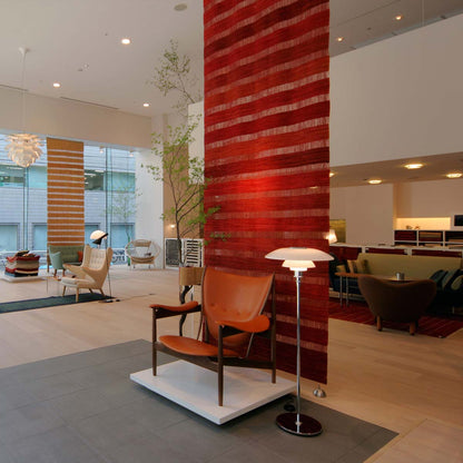 PH 80 Floor Lamp | Opal Shade with red reflector and chrome stem