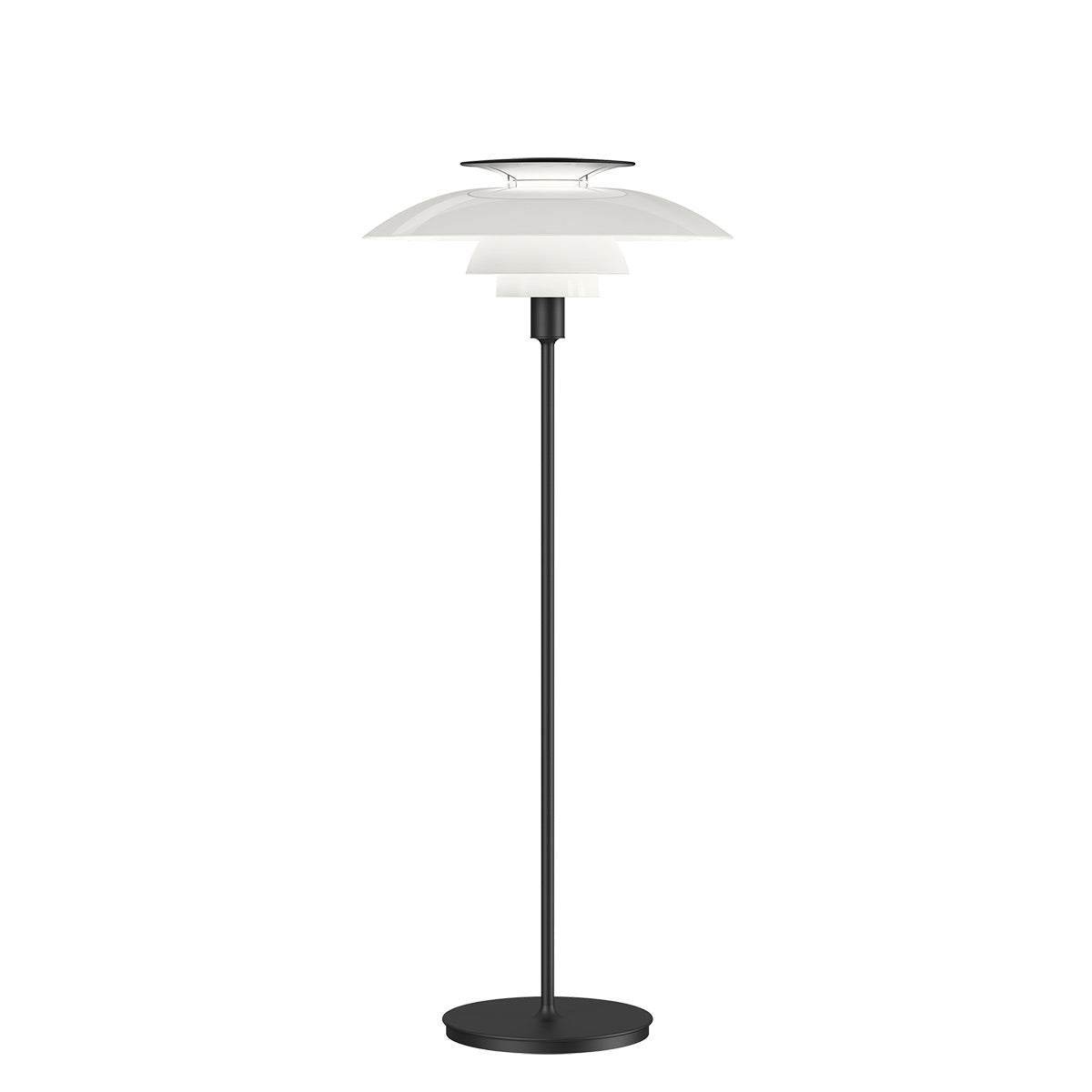 PH 80 Floor Lamp | Opal Shade with white reflector and black stem