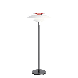 PH 80 Floor Lamp | Opal Shade with red reflector and chrome stem