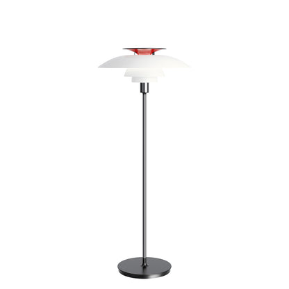 PH 80 Floor Lamp | Opal Shade with red reflector and chrome stem