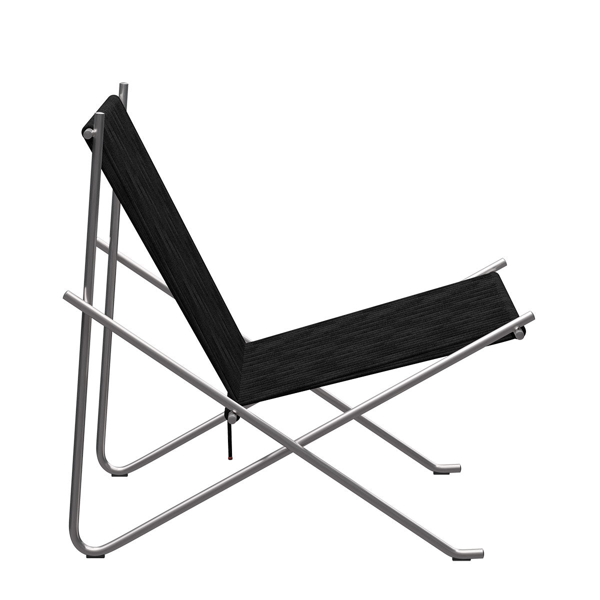 PK4 Lounge Chair | Black Halyard Seat with Stainless Steel Frame