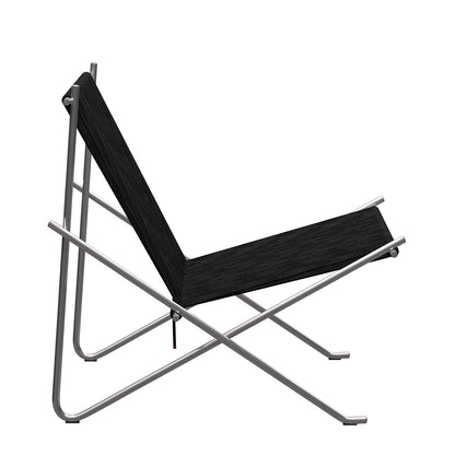 PK4 Lounge Chair | Black Halyard Seat with Stainless Steel Frame
