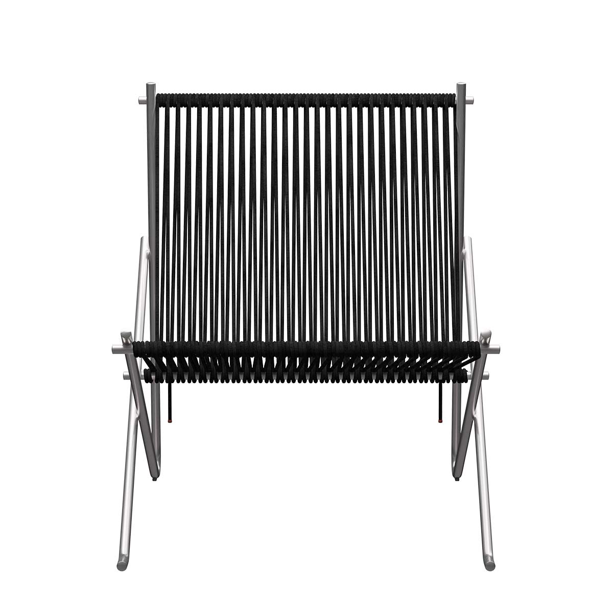 PK4 Lounge Chair | Black Halyard Seat with Stainless Steel Frame