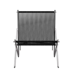 PK4 Lounge Chair | Black Halyard Seat with Stainless Steel Frame