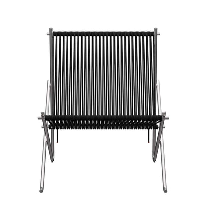 PK4 Lounge Chair | Black Halyard Seat with Stainless Steel Frame