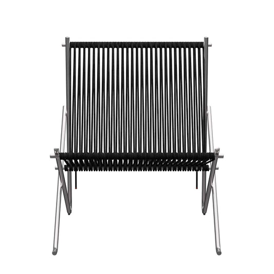 PK4 Lounge Chair | Black Halyard Seat with Stainless Steel Frame