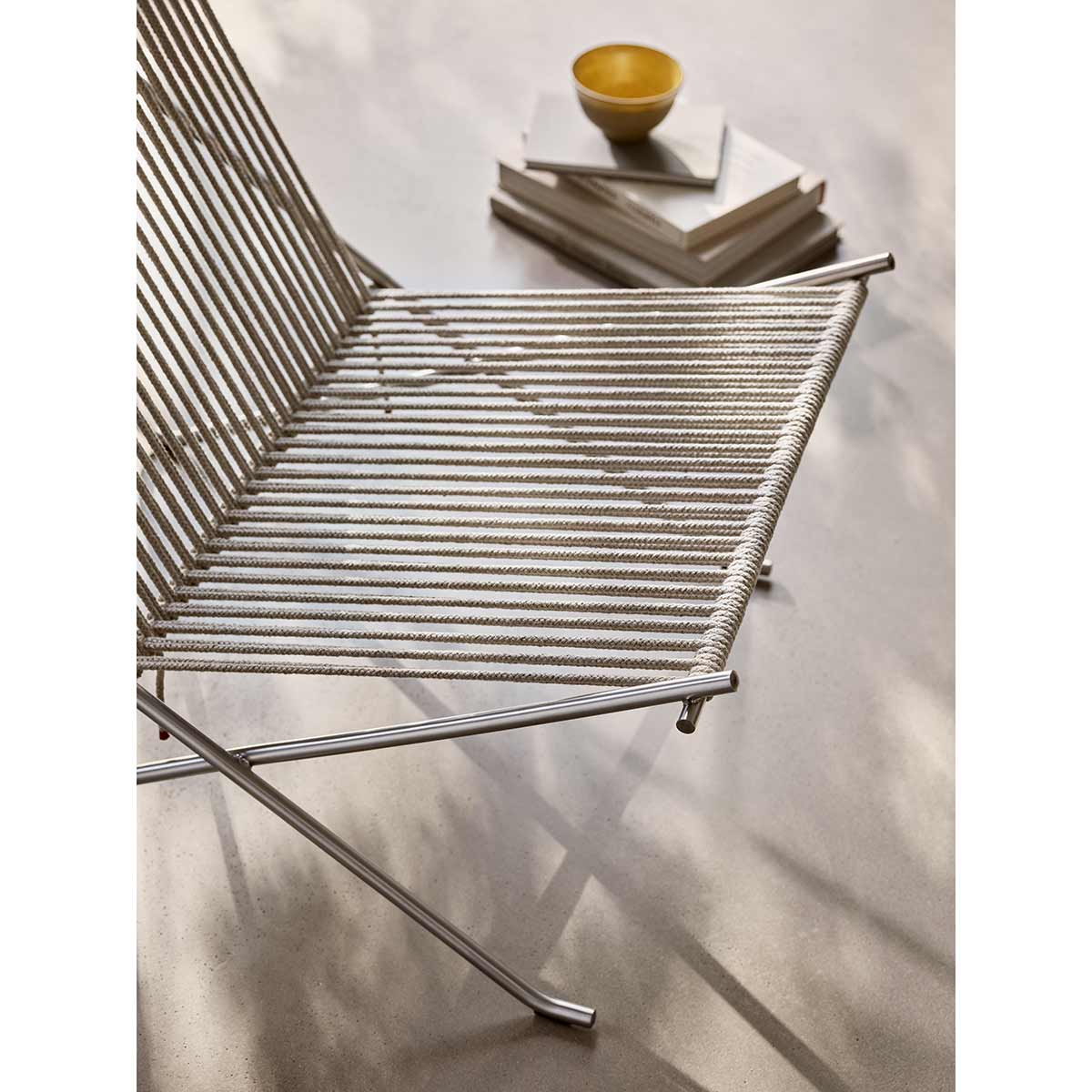 PK4 Lounge Chair | Natural Halyard Seat with Stainless Steel Frame