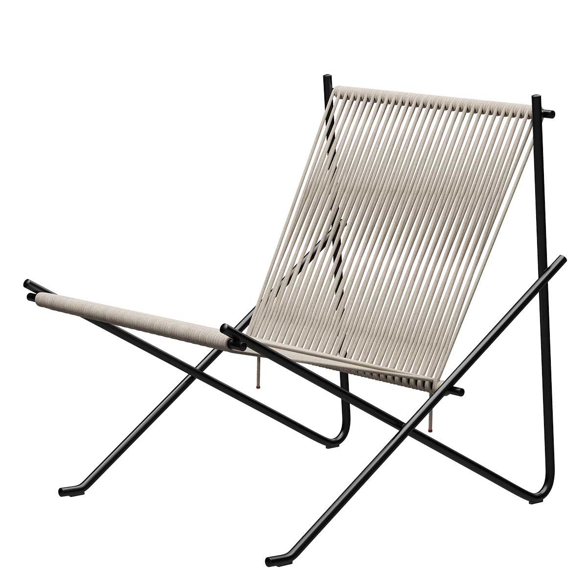 PK4 Lounge Chair | Natural Halyard Seat with Black Frame