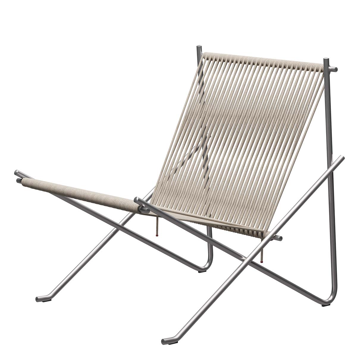PK4 Lounge Chair | Natural Halyard Seat with Stainless Steel Frame