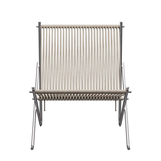 PK4 Lounge Chair | Natural Halyard Seat with Stainless Steel Frame