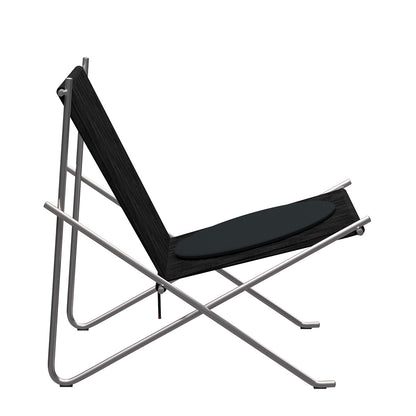 PK4 Lounge Chair | Black Halyard Seat with Stainless Steel Frame