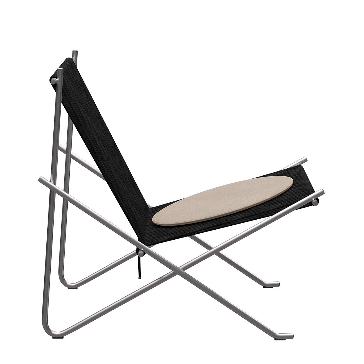 PK4 Lounge Chair | Black Halyard Seat with Stainless Steel Frame