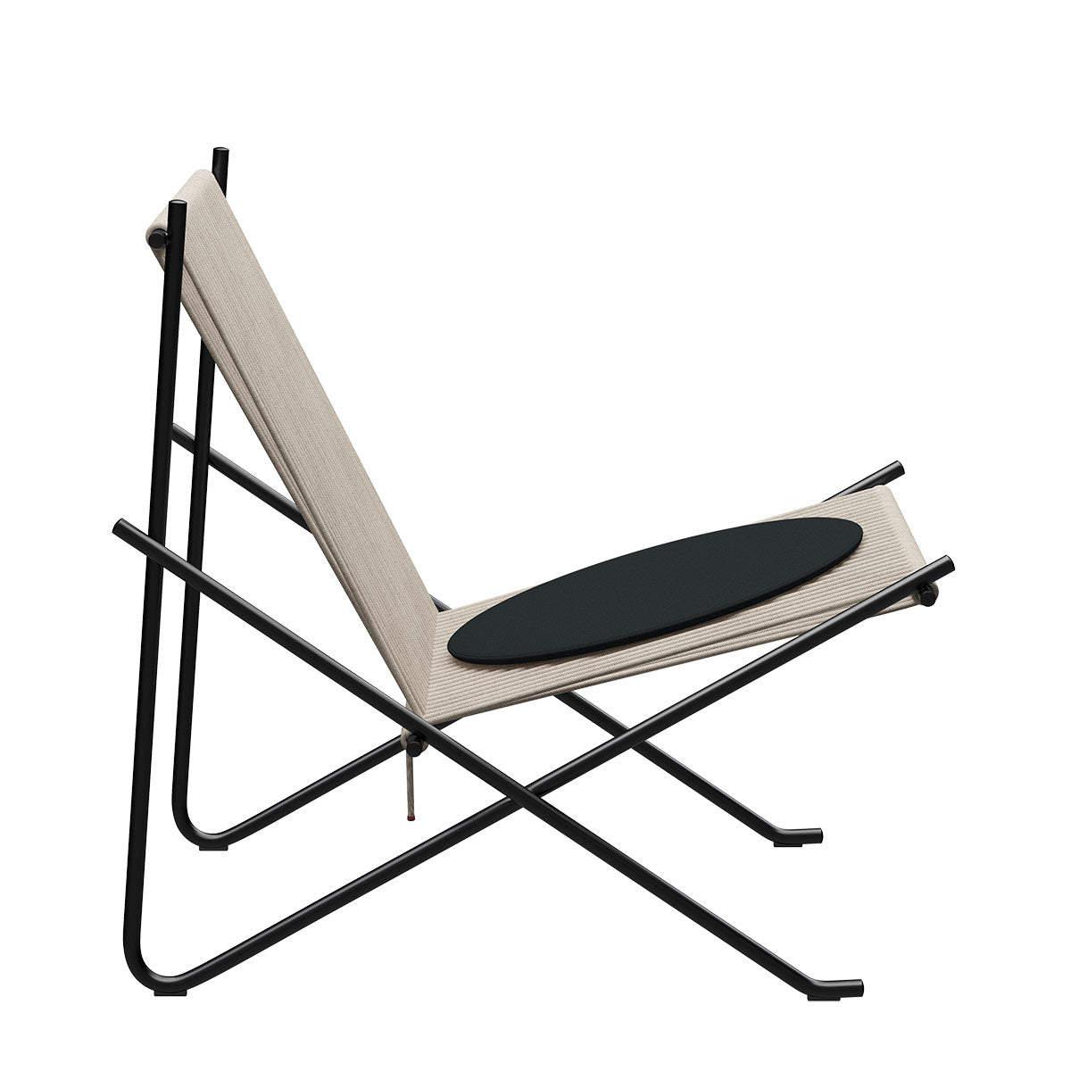 PK4 Lounge Chair | Natural Halyard Seat with Black Frame