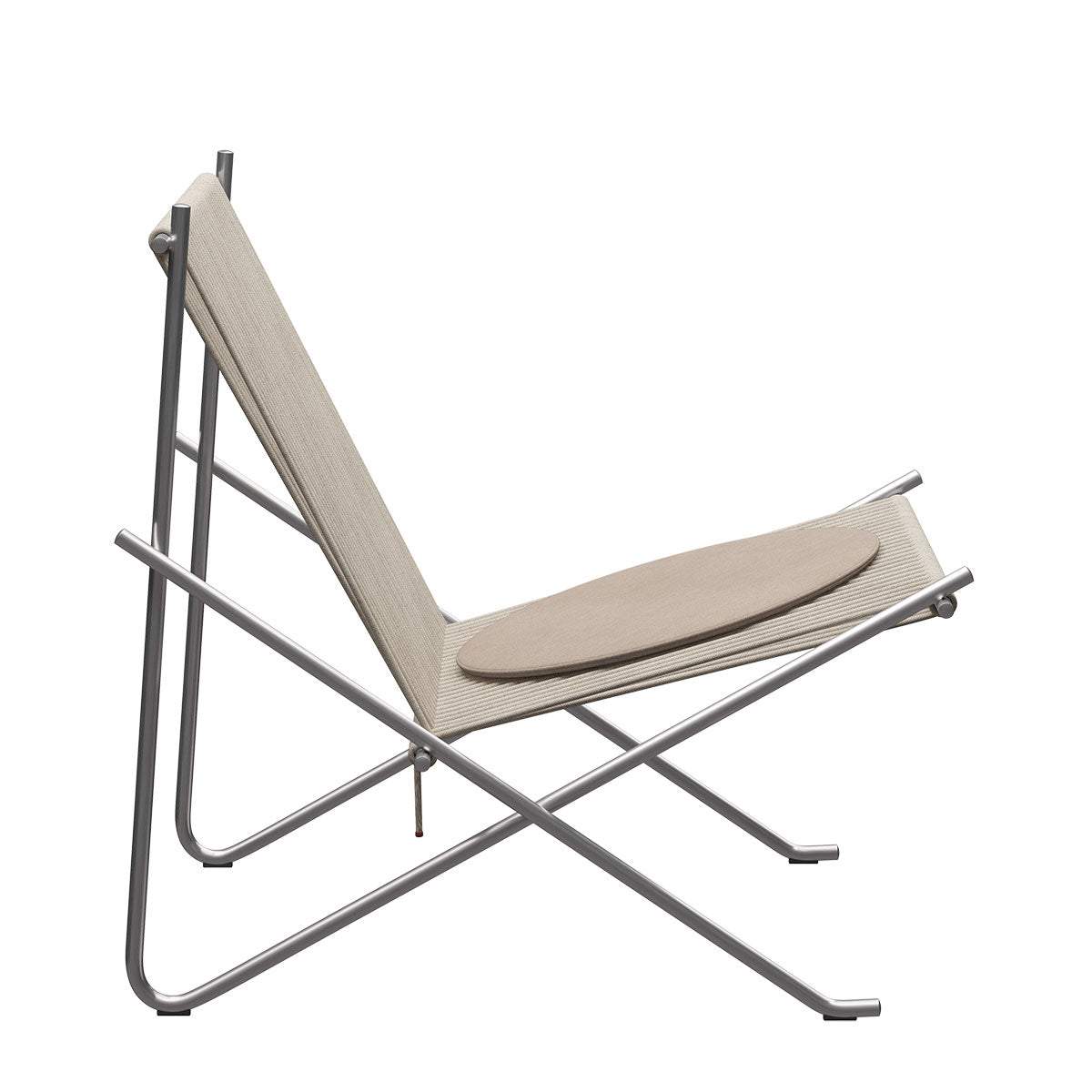 PK4 Lounge Chair | Natural Halyard Seat with Stainless Steel Frame