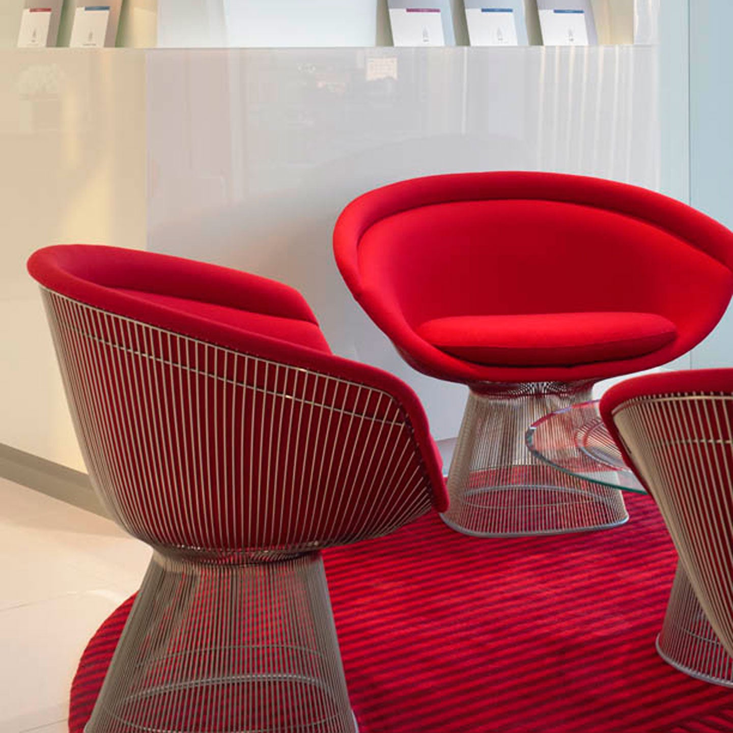 Platner Lounge Chair | Red 'Tonus 3 130' Wool Upholstered Seat