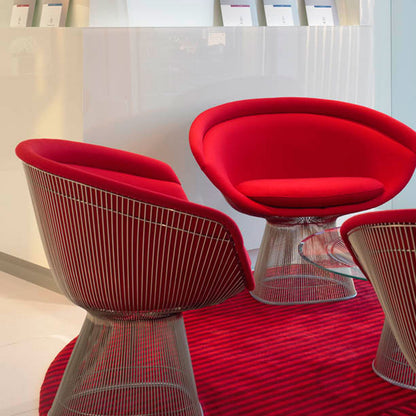 Platner Lounge Chair | Red 'Tonus 3 130' Wool Upholstered Seat