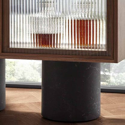 Rio 300 Sideboard | Super-Matt Walnut Frame and Fluted Glass Doors