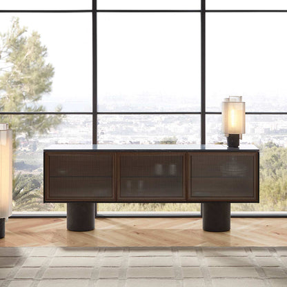 Rio 300 Sideboard | Super-Matt Walnut Frame and Fluted Glass Doors