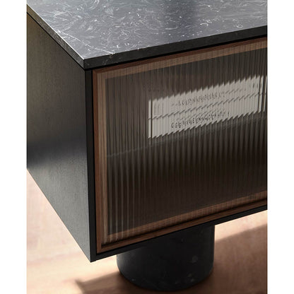 Rio 300 Sideboard | Super-Matt Walnut Frame and Fluted Glass Doors