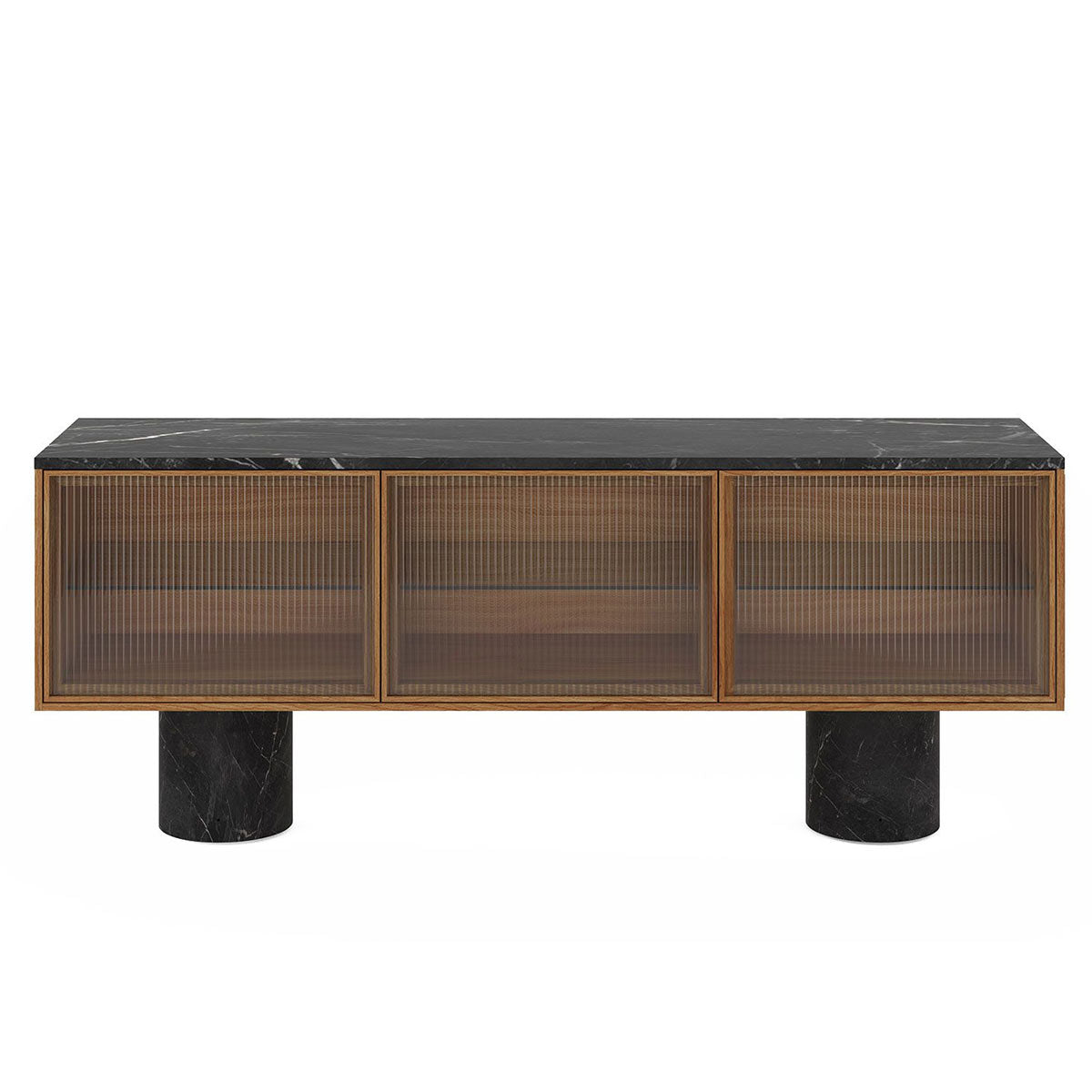 Rio 300 Sideboard | Super-Matt Walnut Frame and Fluted Glass Doors