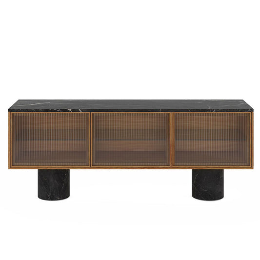 Rio 300 Sideboard | Super-Matt Walnut Frame and Fluted Glass Doors