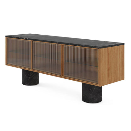 Rio 300 Sideboard | Super-Matt Walnut Frame and Fluted Glass Doors