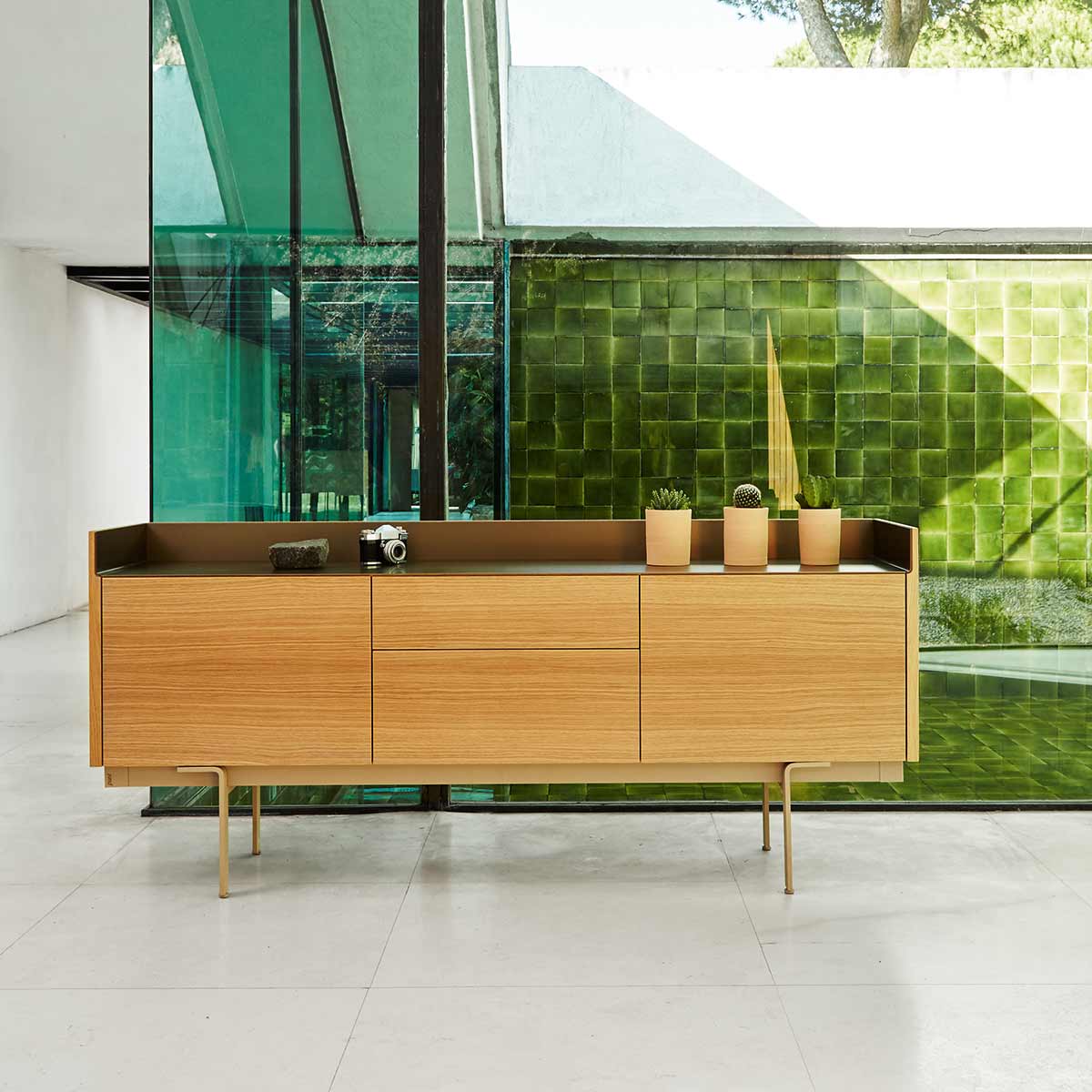 Stockholm 3 Door Sideboard | Super Matt Walnut and Bronze Aluminium Top