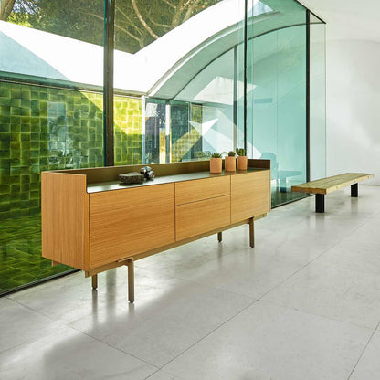 Stockholm 3 Door Sideboard | Super Matt Walnut and Bronze Aluminium Top