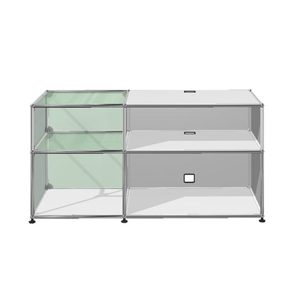 USM Glass Media Unit | White Lacquer Panels