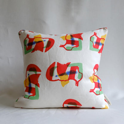 Reclining Figure Linen Cushion | Multicoloured Linen