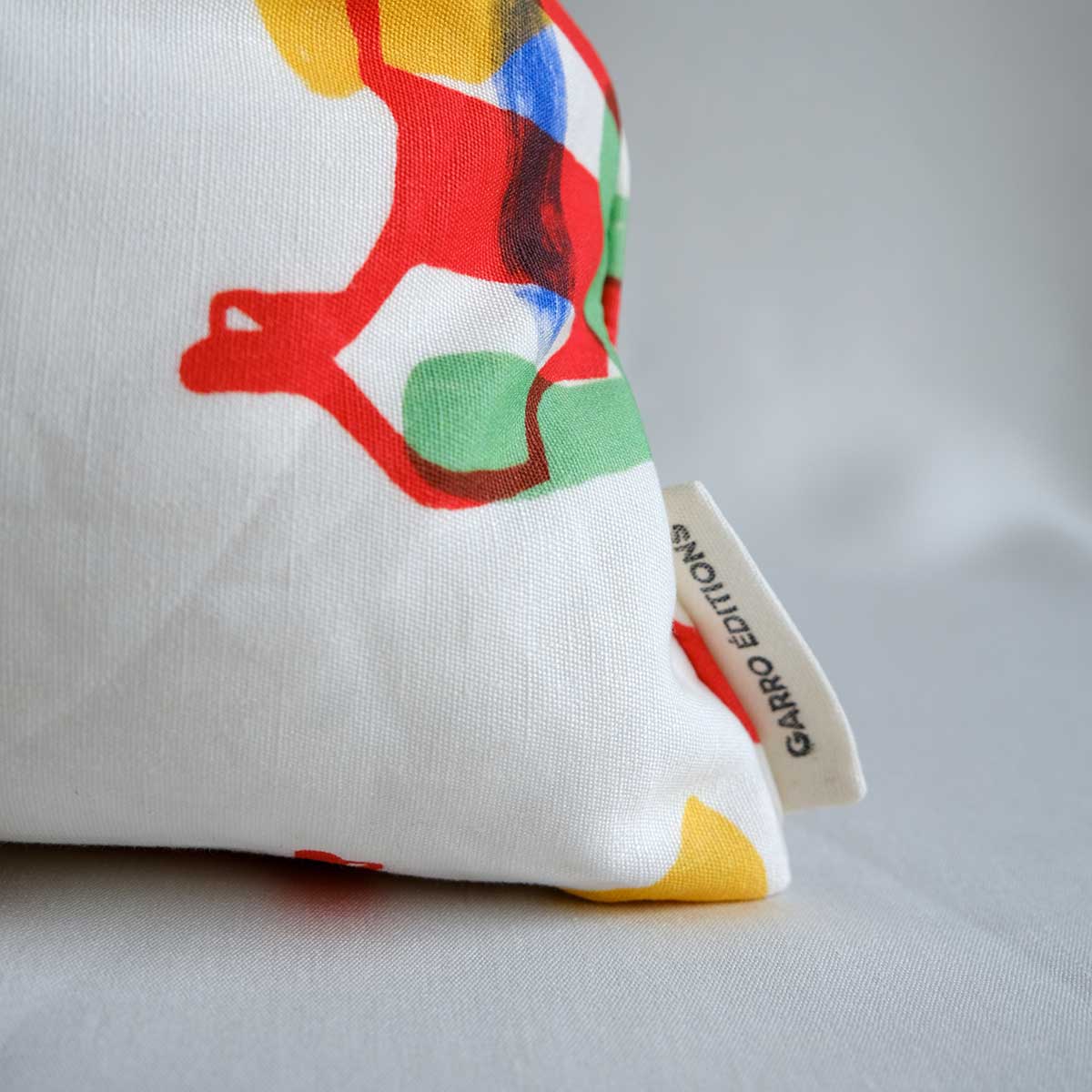 Reclining Figure Linen Cushion | Multicoloured Linen