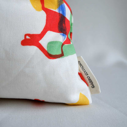 Reclining Figure Linen Cushion | Multicoloured Linen