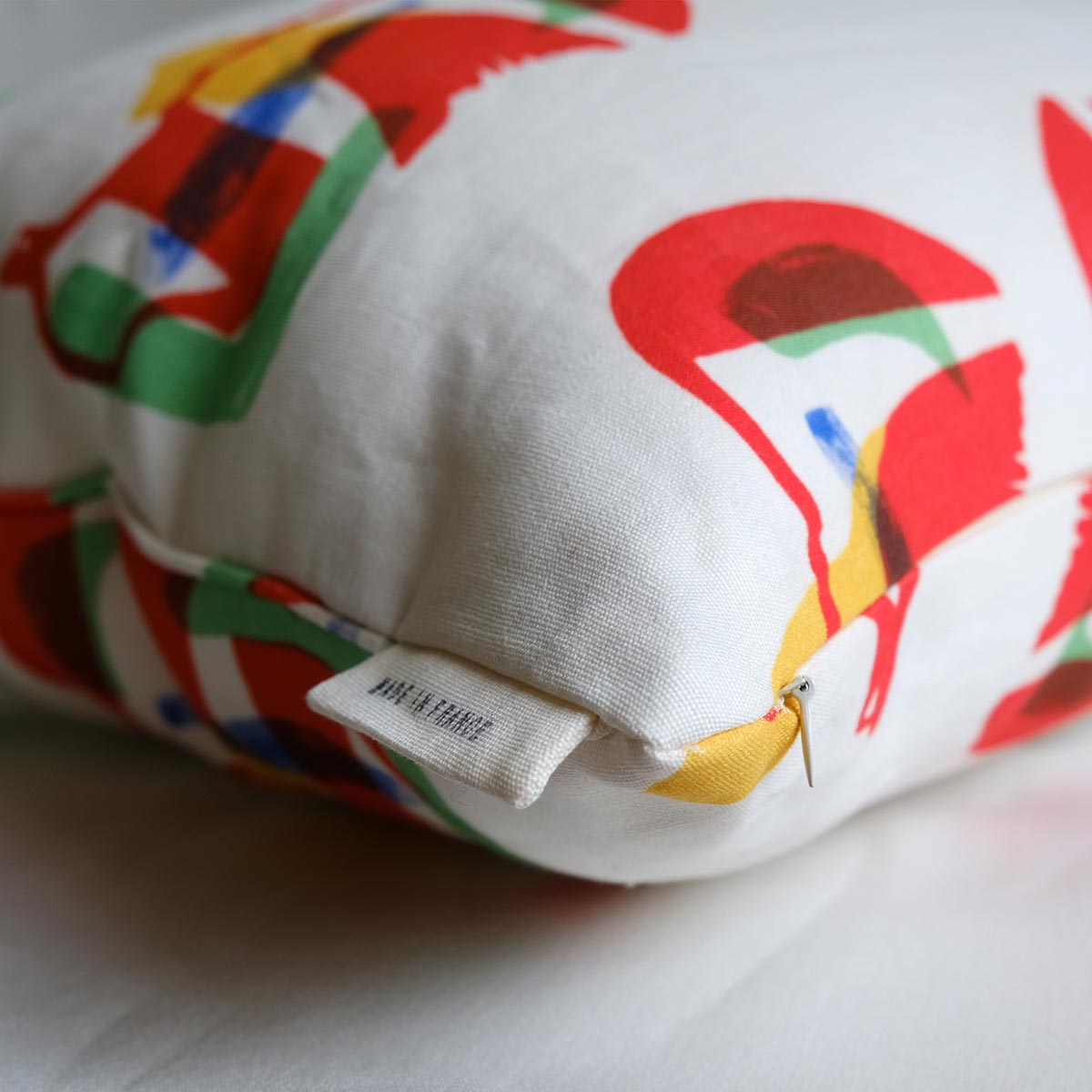 Reclining Figure Linen Cushion | Multicoloured Linen
