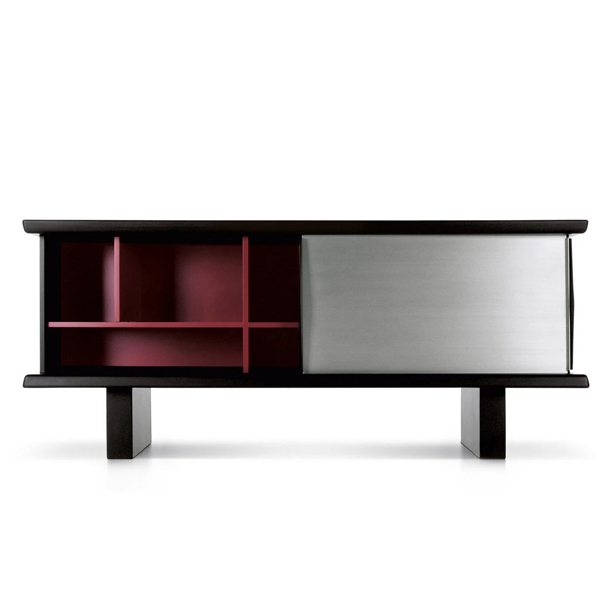 Riflesso Container Unit | Black Exterior with Burgundy Red Interior