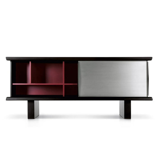 Riflesso Container Unit | Black Exterior with Burgundy Red Interior