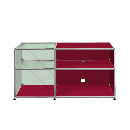 USM Glass Media Unit | Ruby Red Lacquer Panels