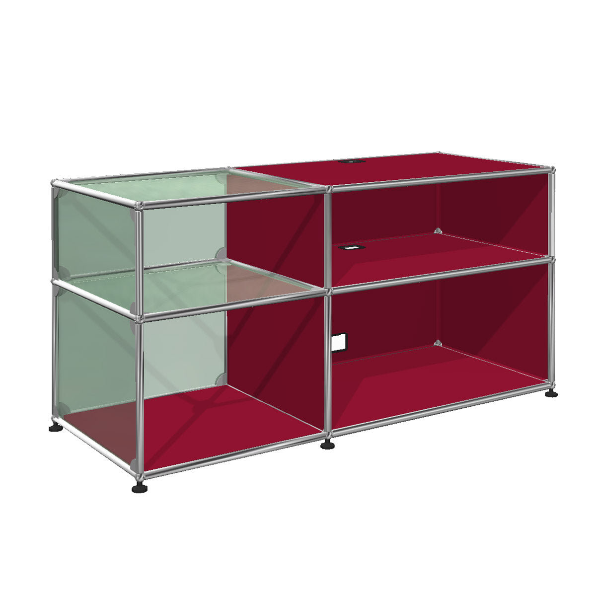 USM Glass Media Unit | Ruby Red Lacquer Panels