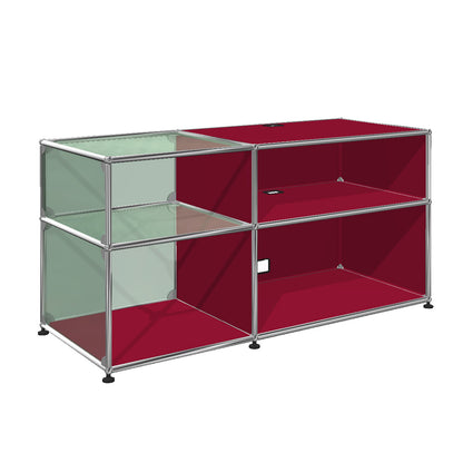 USM Glass Media Unit | Ruby Red Lacquer Panels