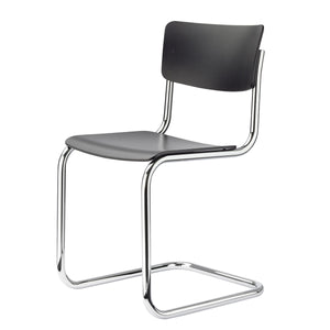S43 Chair - Chrome Frame | Black Lacquered Beech Seat and Back