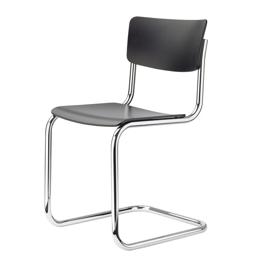 S43 Chair - Chrome Frame | Black Lacquered Beech Seat and Back