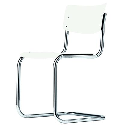 S43 Chair - Chrome Frame | White Lacquered Beech Seat and Back