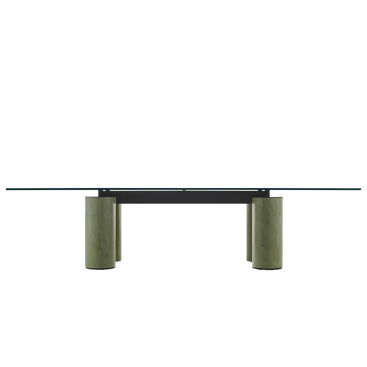 Serenissimo Rectangular Table | Black Cast Glass Top with Green Encaustic Base