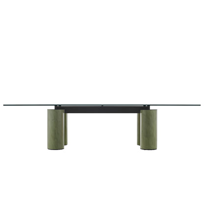 Serenissimo Rectangular Table | Black Cast Glass Top with Green Encaustic Base
