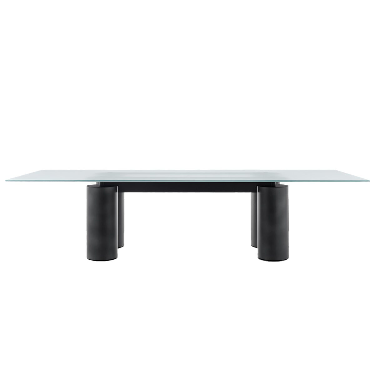Serenissimo Rectangular Table | Extraclear Opalescent Glass Top with Gunmetal Matt Painted Base
