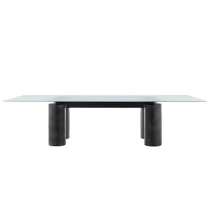 Serenissimo Rectangular Table | Extraclear Opalescent Glass Top with Gunmetal Matt Painted Base
