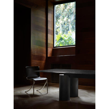 Serenissimo Rectangular Table | Black Cast Glass Top with White Encaustic Base