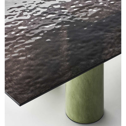 Serenissimo Rectangular Table | Black Cast Glass Top with Green Encaustic Base
