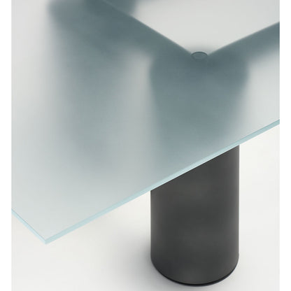 Serenissimo Rectangular Table | Extraclear Opalescent Glass Top with Gunmetal Matt Painted Base