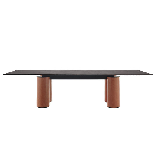 Serenissimo Rectangular Table | Black Cast Glass Top with Terracotta Encaustic Base