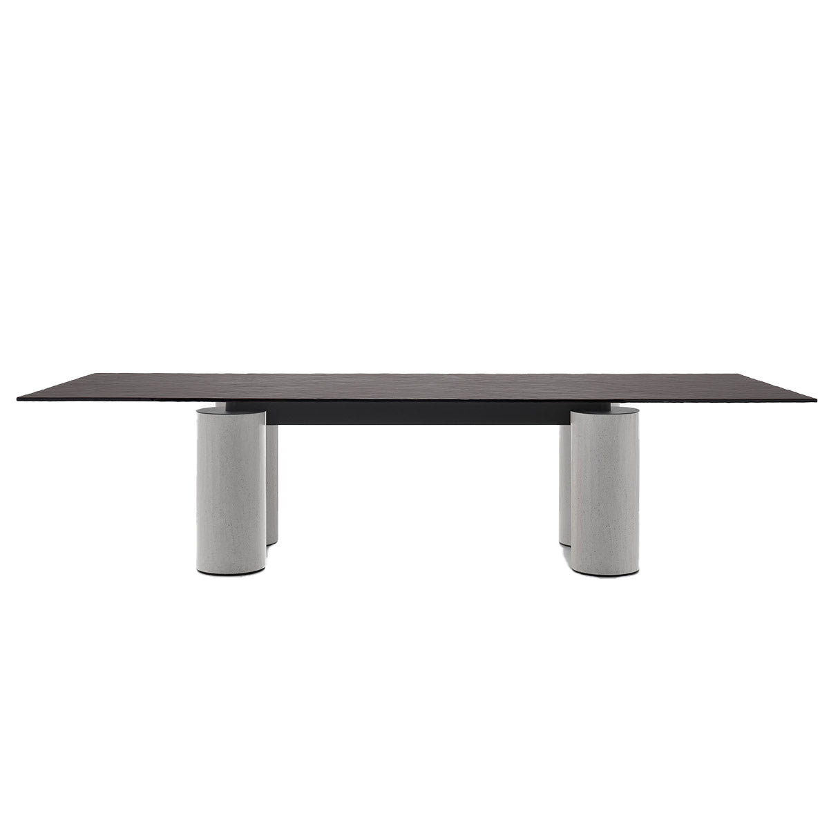 Serenissimo Rectangular Table | Black Cast Glass Top with White Encaustic Base